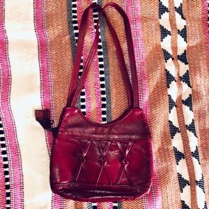 Hot red leather purse